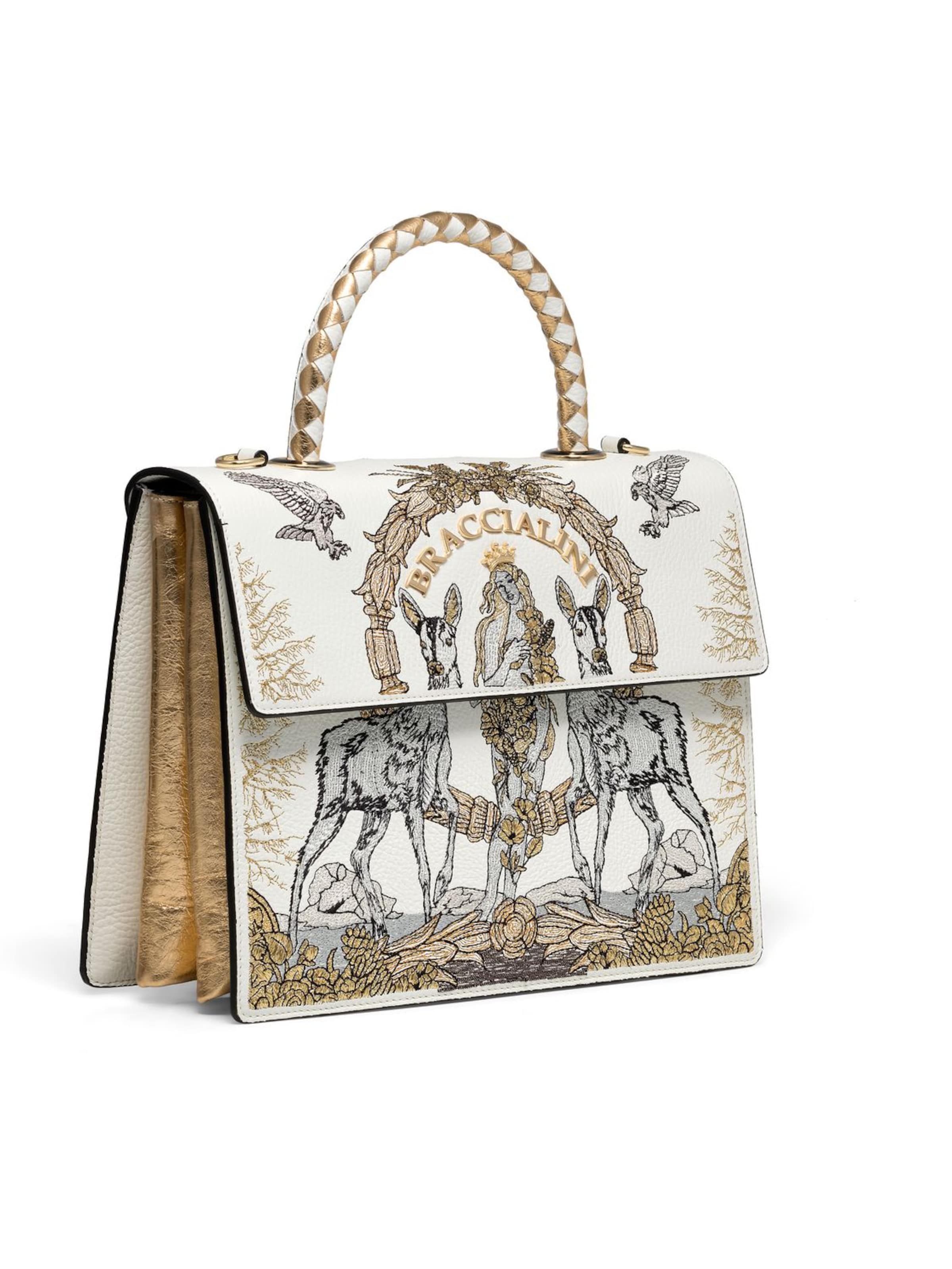 Borsa a mano 'Audrey Venere' di Braccialini in bianco