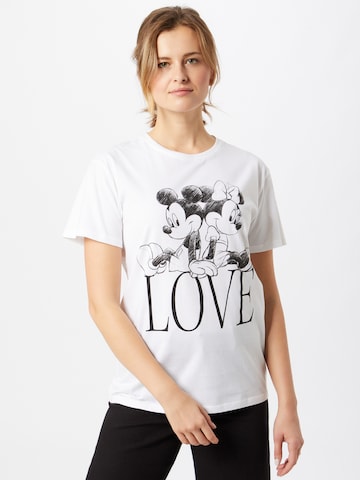 Merchcode - Camisa 'Minnie Loves Mickey' em branco: frente