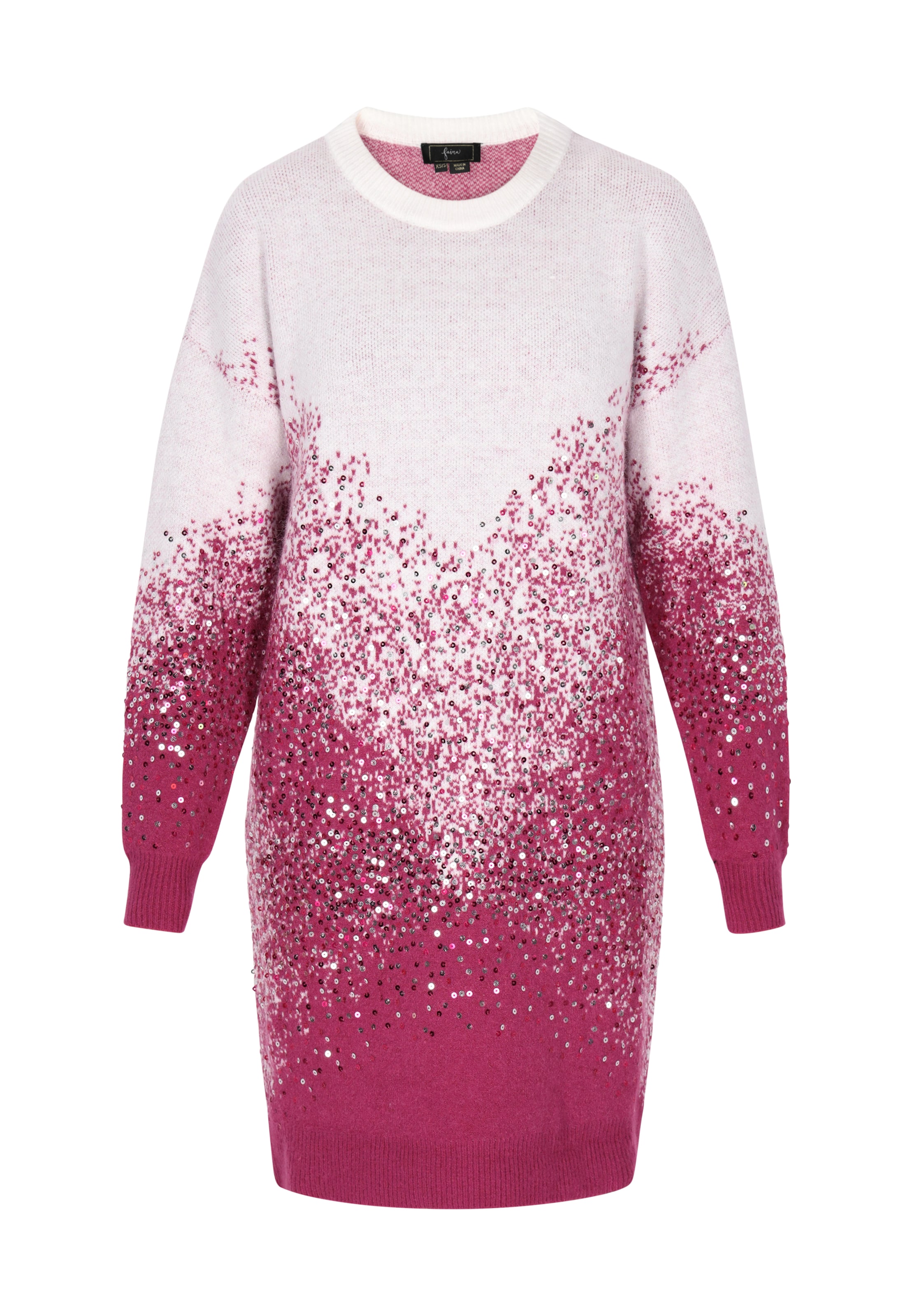 Abito in maglia faina di colore magenta / argento / bianco lana, Visualizzazione prodotti