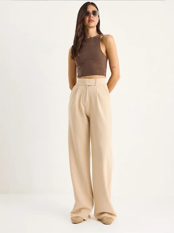 Bianco Lucci Wide leg Bandplooibroek in Beige