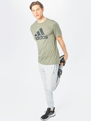 ADIDAS SPORTSWEAR Дънки Tapered Leg Спортен панталон 'Essentials French Terry Tapered Cuff Logo' в сиво