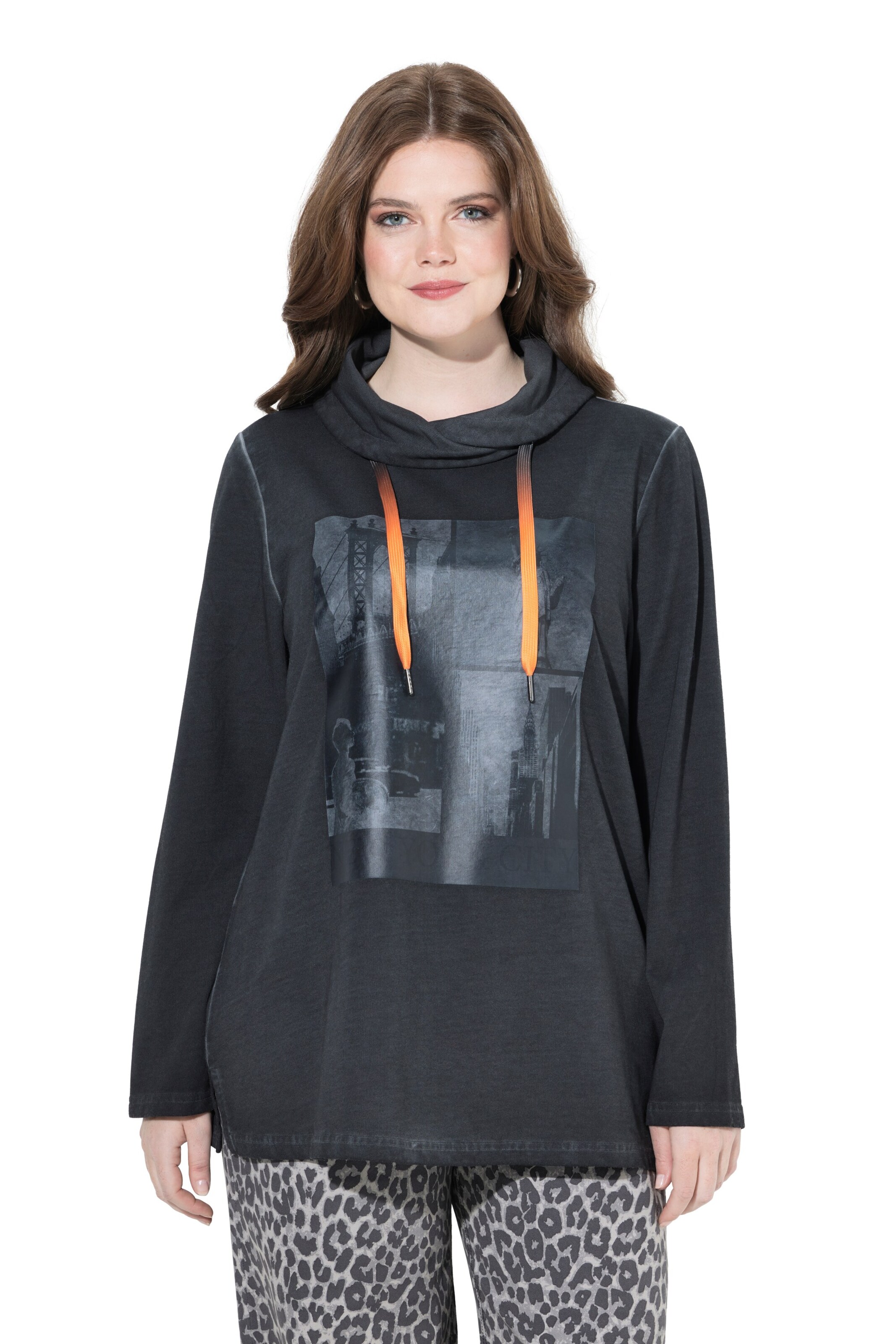 Ulla Popken Sweatshirt in Schwarz: Vorderseite