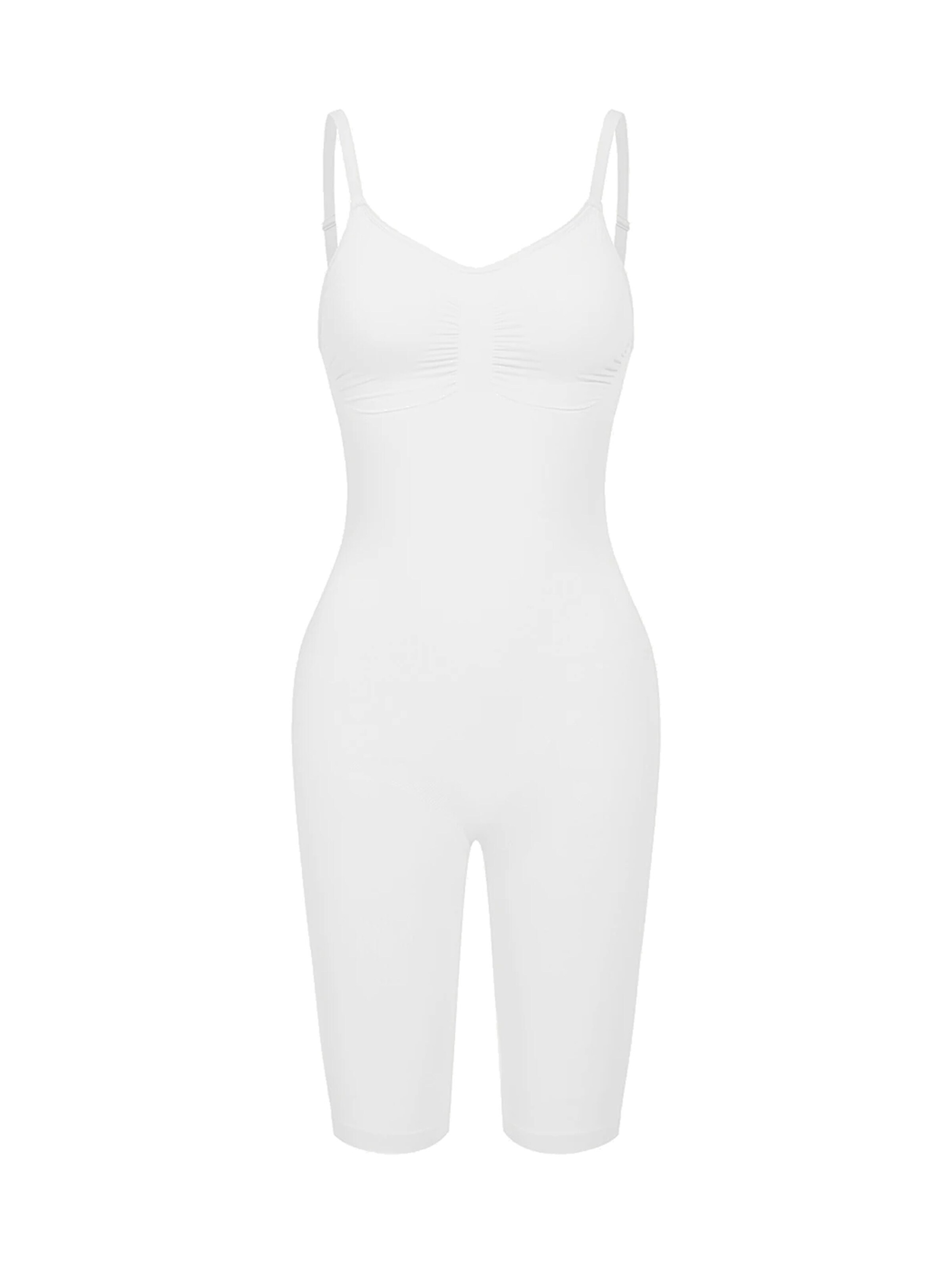 cfab (formerly creamy fabrics) Shapingbody 'Bodysuit Sculpting Shapewear mit Shorts' in Wit: voorkant