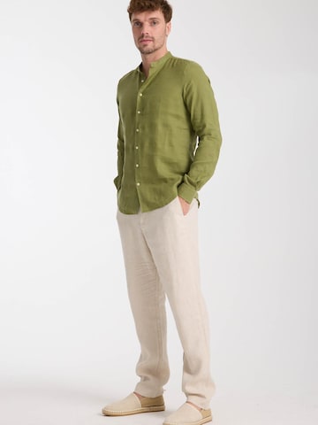 Slim fit Camicia business 'Caravaggio Linen Man Shirt Green' di 7Camicie in verde