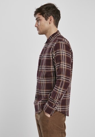 Urban Classics Regular fit Button Up Shirt in Brown