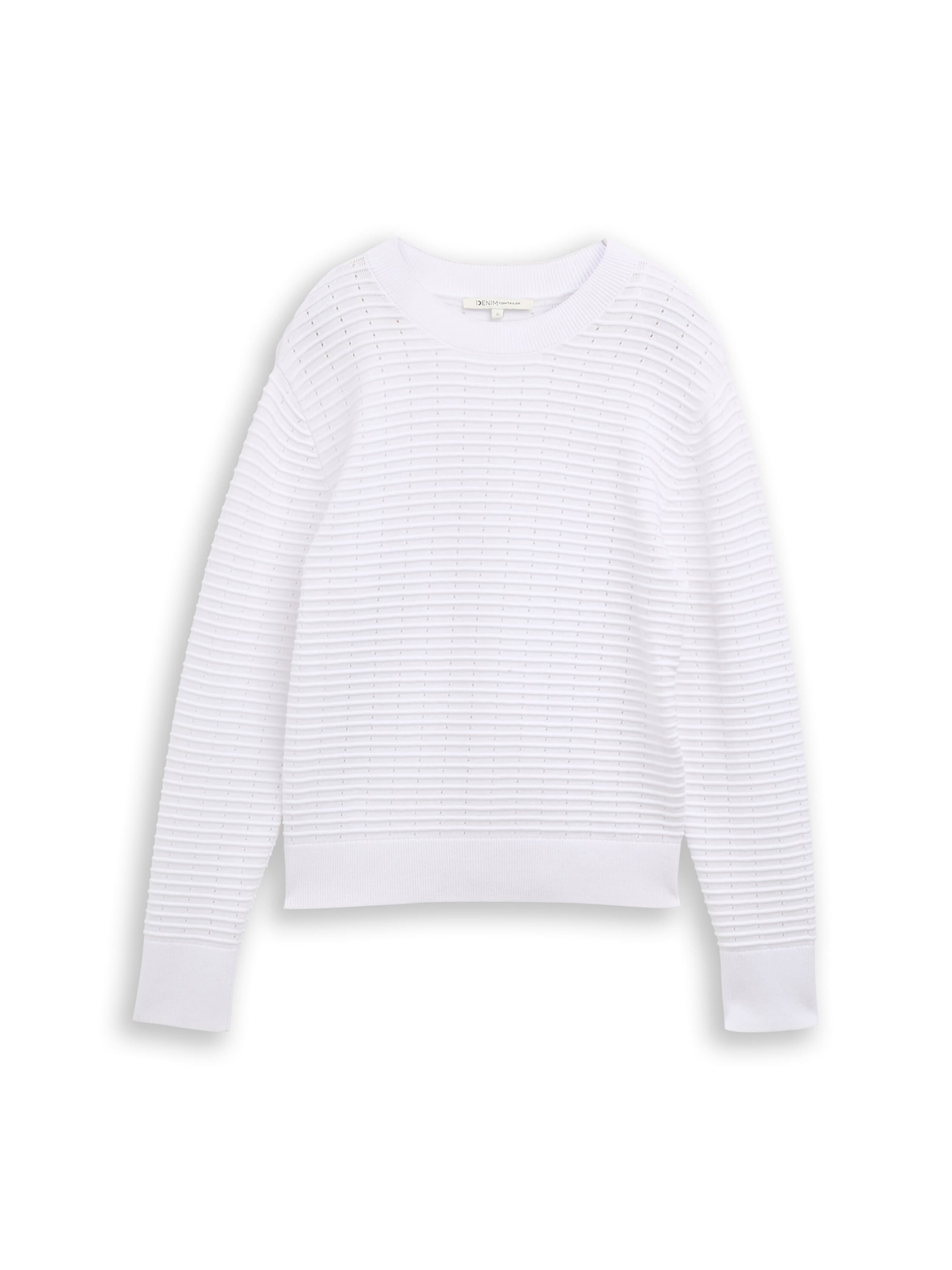 TOM TAILOR DENIM Πουλόβερ σε λευκό: μπροστά