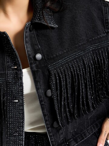 IT'S BASIC Bodywarmer 'RHINESTONE CROPPED DENIM JACKET' in Grijs