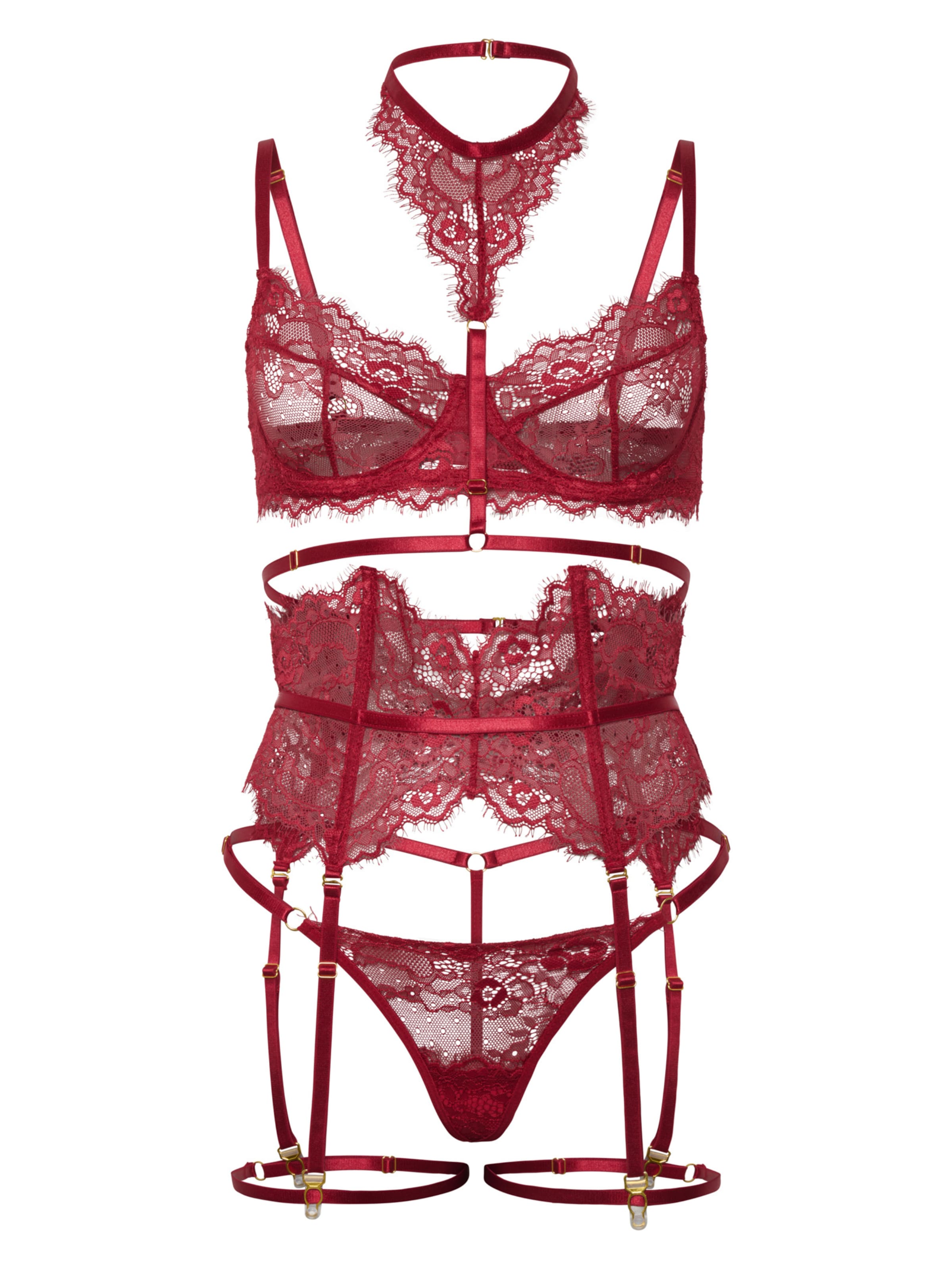Orchibelle Underwear Sets in Red: front