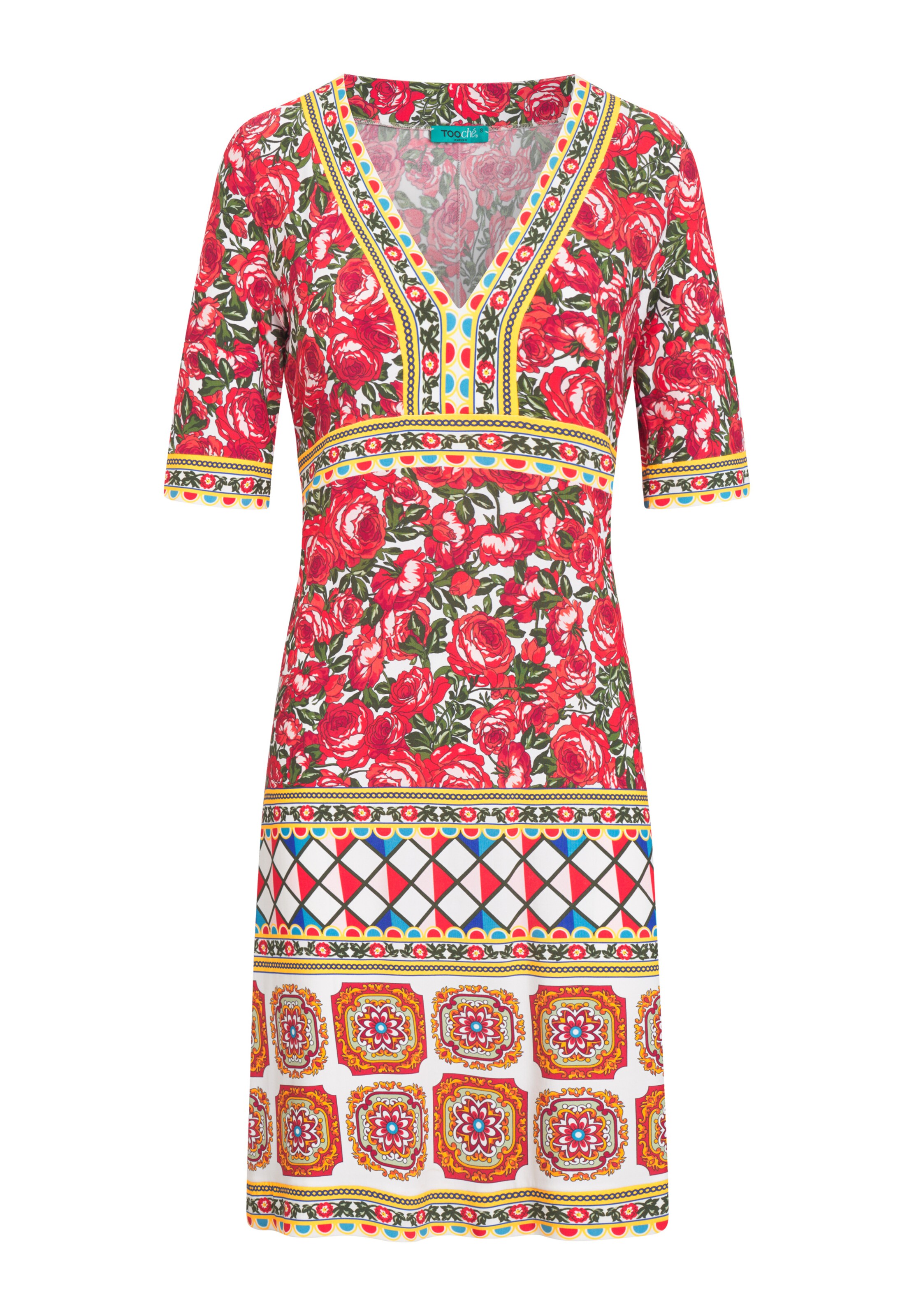 TOOche Kleid 'La Rosa' in blau / gelb / fuchsia / weiß, Produktansicht