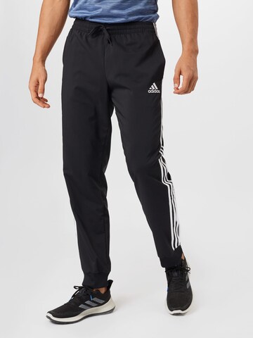 ADIDAS SPORTSWEAR Tapered Παντελόνι φόρμας 'Aeroready Essentials Tapered Cuff 3-Stripes' σε μαύρο: μπροστά