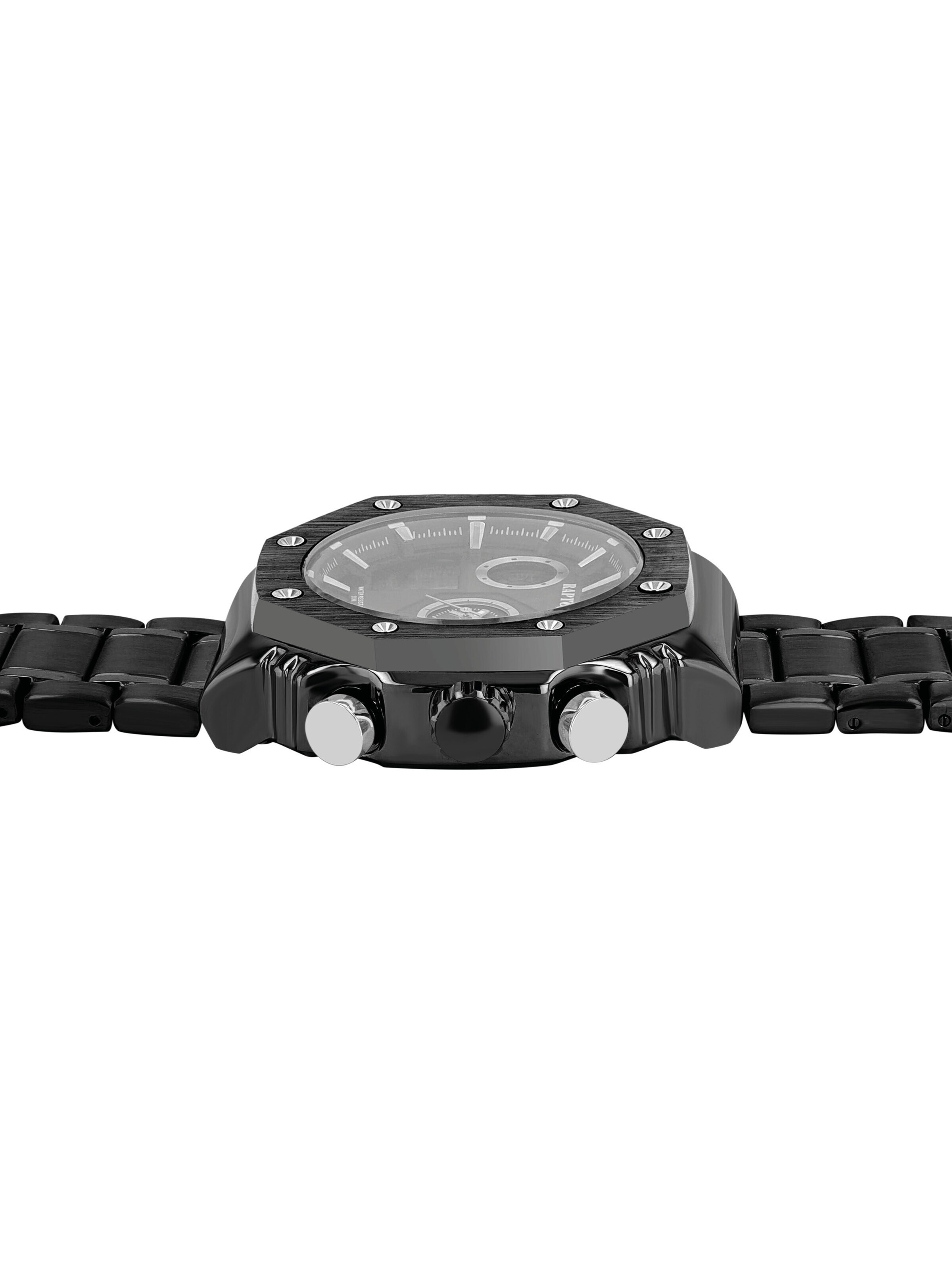 Raptor Analoguhr 'mit Dual-Time und Edelstahlarmband'‌‌‌‌ in Schwarz