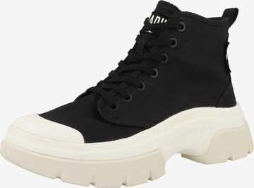 Palladium Lace-Up Ankle Boots in Black: front