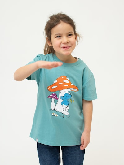 Bavarian Caps Shirt 'T-Shirt "Schlümpfe: Schwammerlschirm" - blaugrün (Kinder)' in Turquoise, Item view