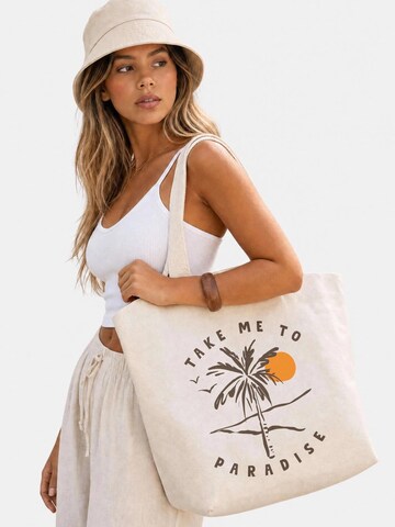 Neverless Beach Bag 'Take me to Paradise' in Beige