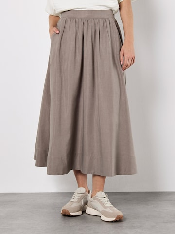 Apricot Soft Woven A-Line Midaxi Skirt ' ' in Grau