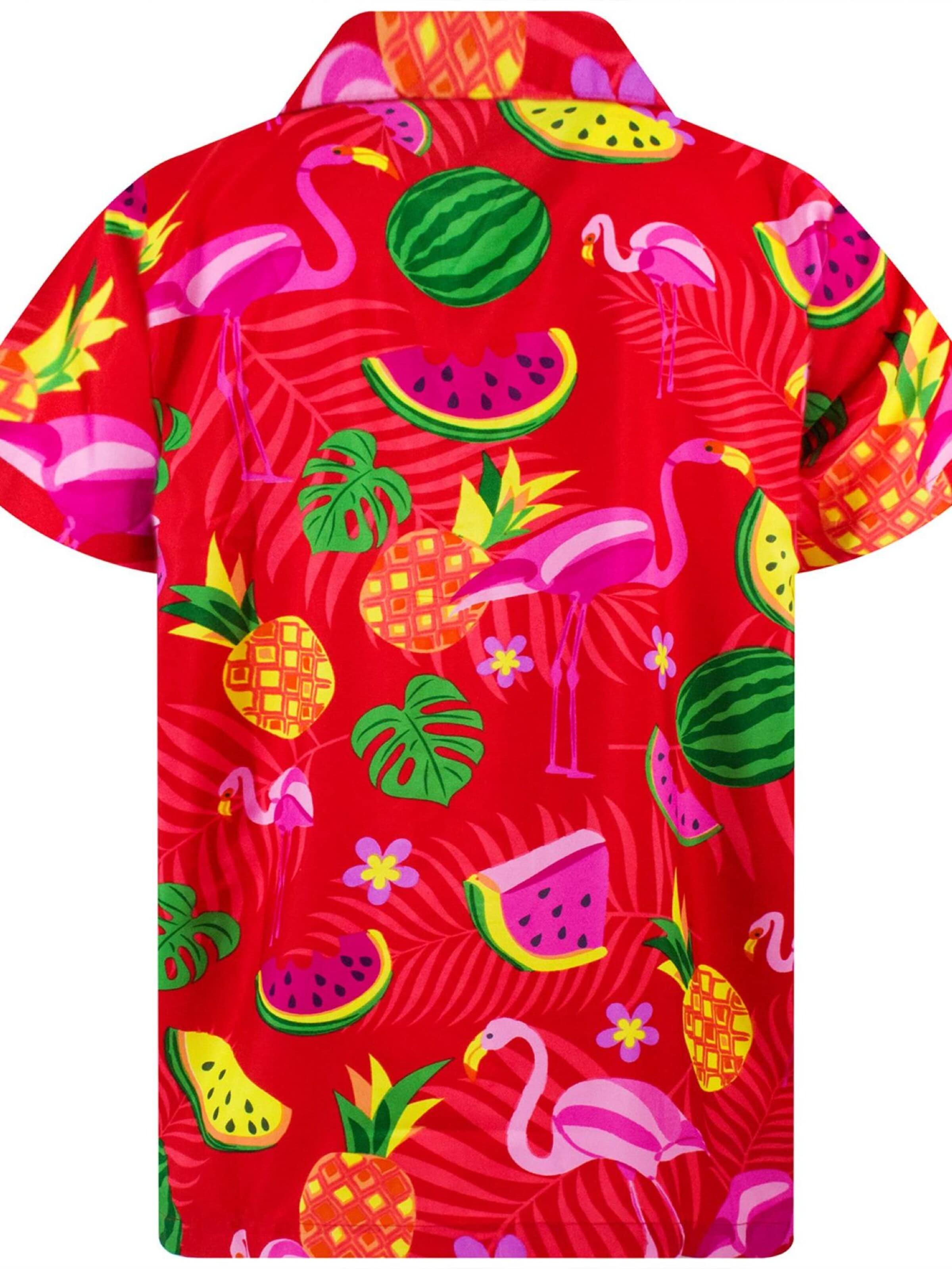King Kameha Shirt 'Flamingo Melone' in Rood