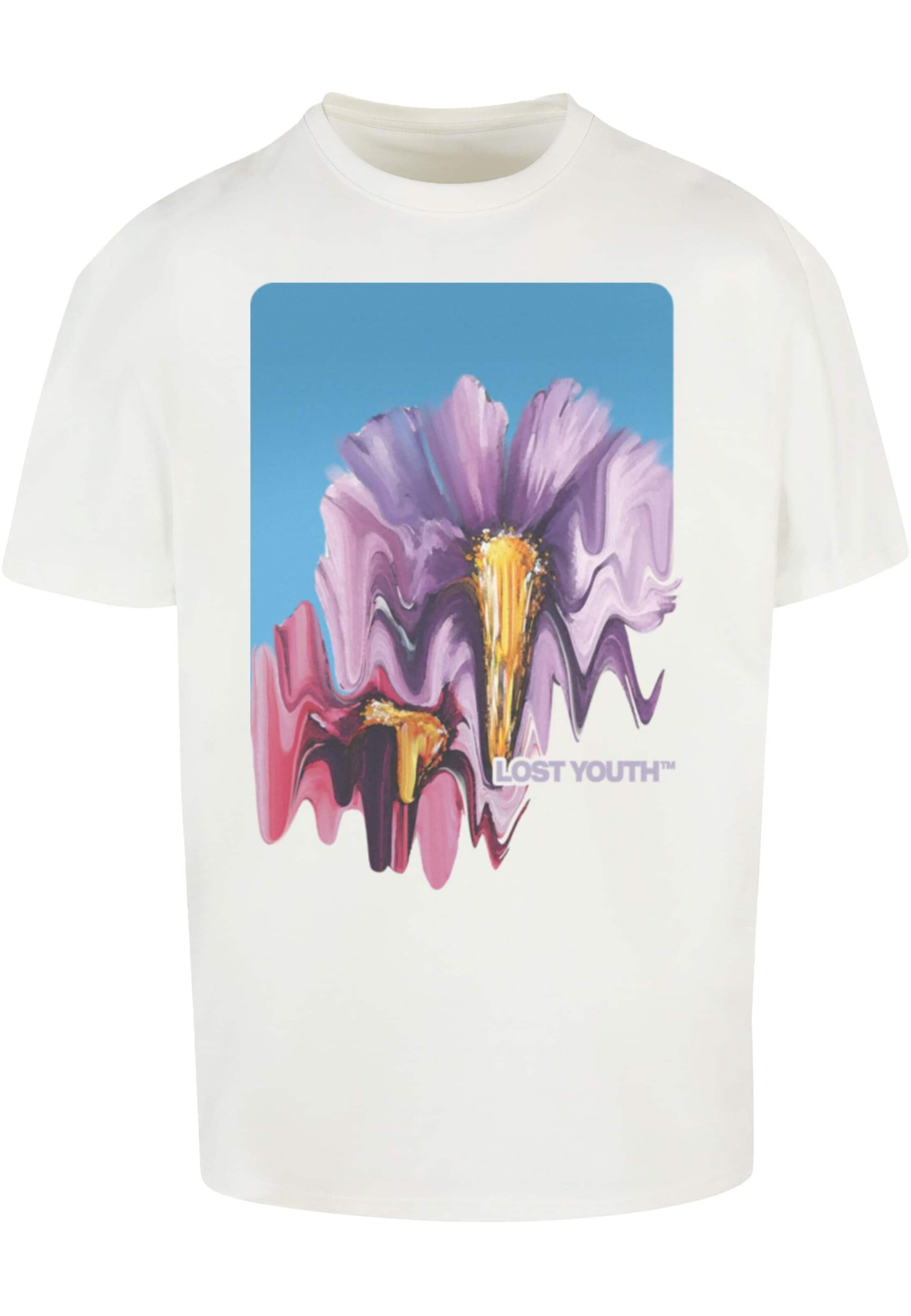 Maglietta 'Blurred Flowers' di Lost Youth in bianco: frontale
