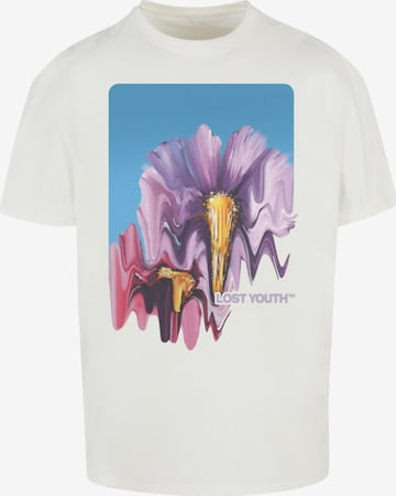 Lost Youth Shirt 'Blurred Flowers' in Wit: voorkant