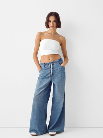 Wide Leg Jean Bershka en bleu