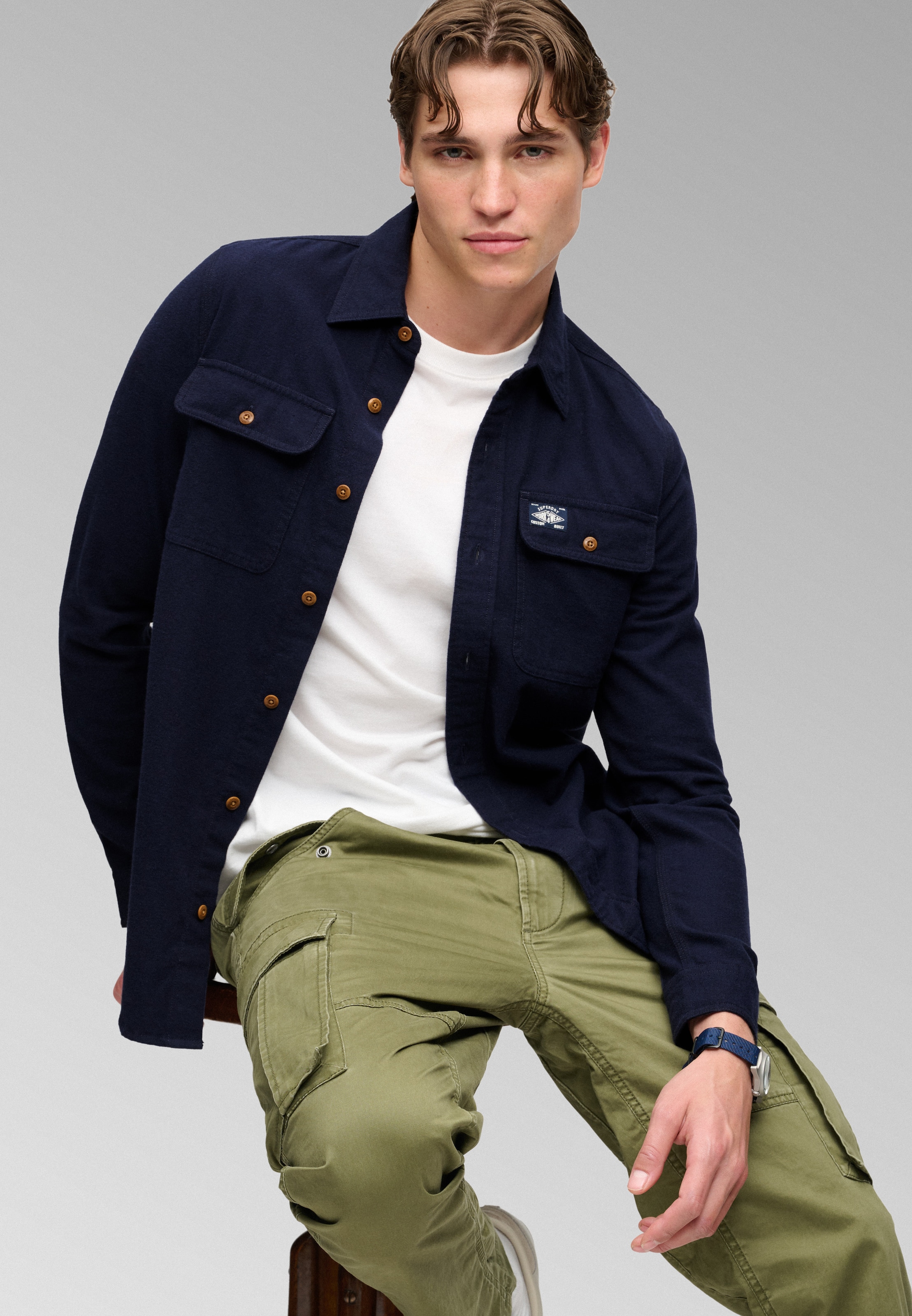 Superdry & Co Regular fit Button Up Shirt in Blue