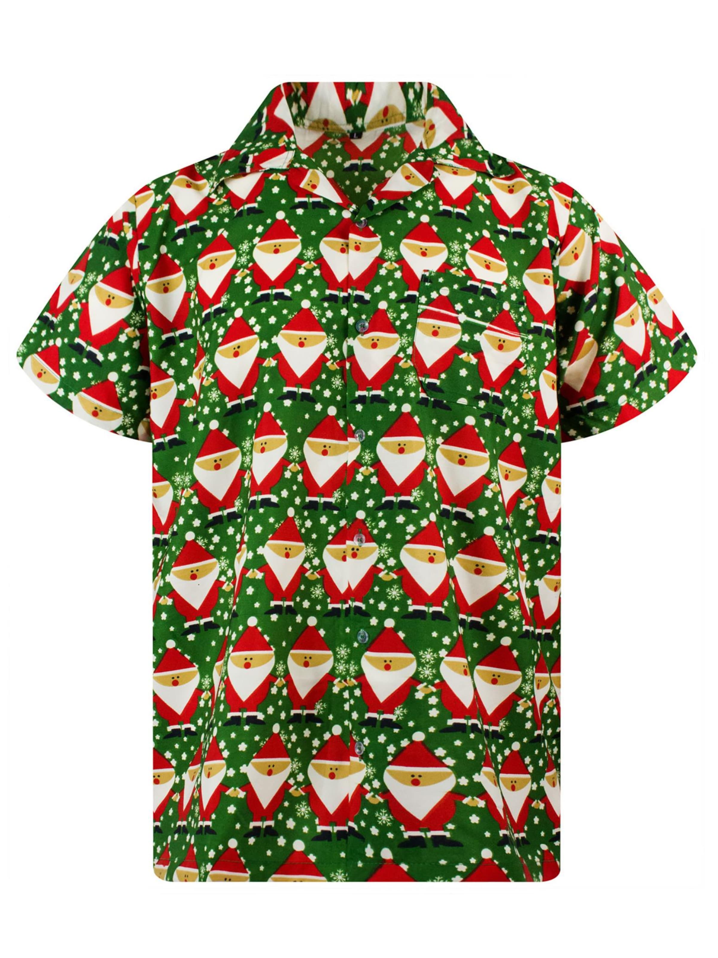 King Kameha Regular Fit Hemd 'Christmas Santa Allover'‌‌‌‌ in Grün: Vorderseite