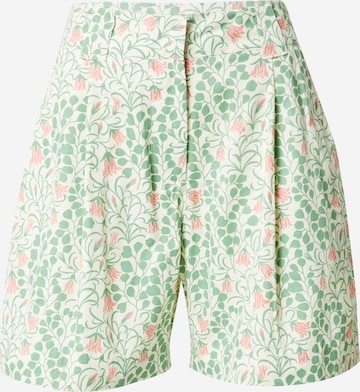 People Tree Regular Pleat-Front Pants in Green: front