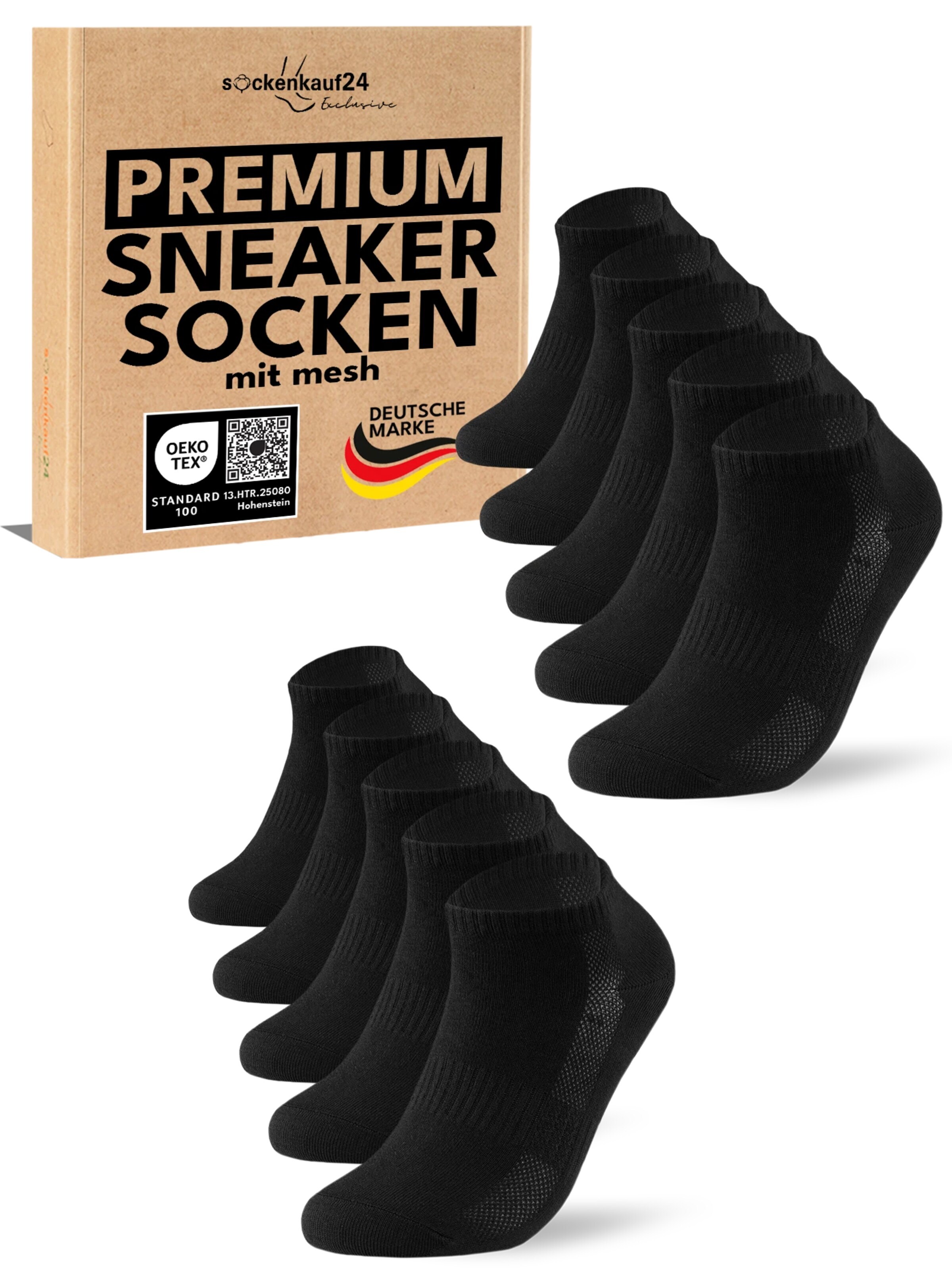 sockenkauf24 Ankle Socks 'Mesh Sneaker Socken' in Black: front