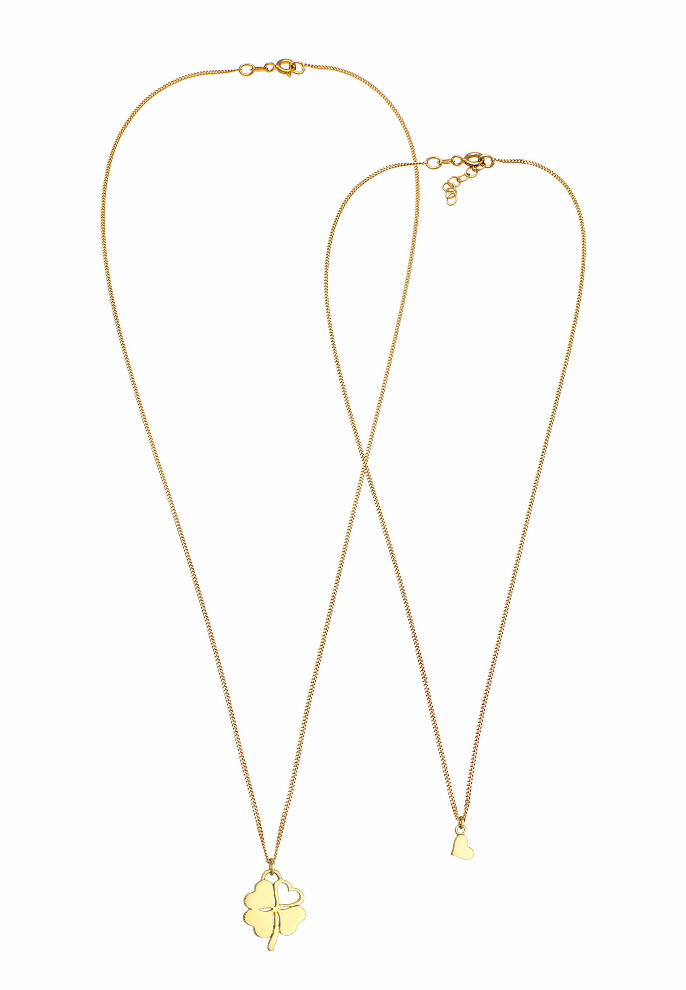 ELLI Halskette Herz, Kleeblatt, Mutter und Kind in Gold