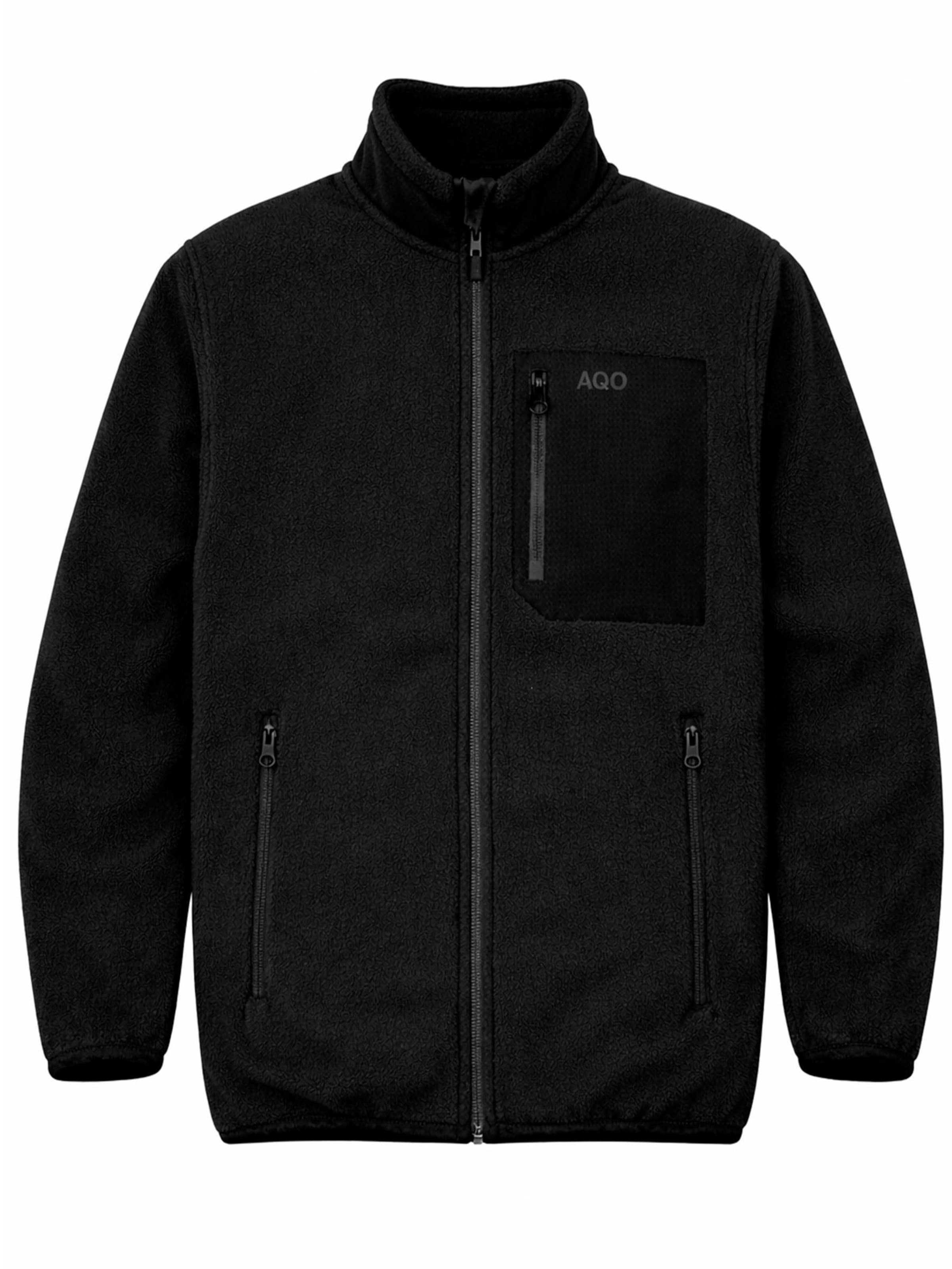 A Question Of (AQO) Overgangsjakke 'David Micro Fleece Zipper' i sort: forside