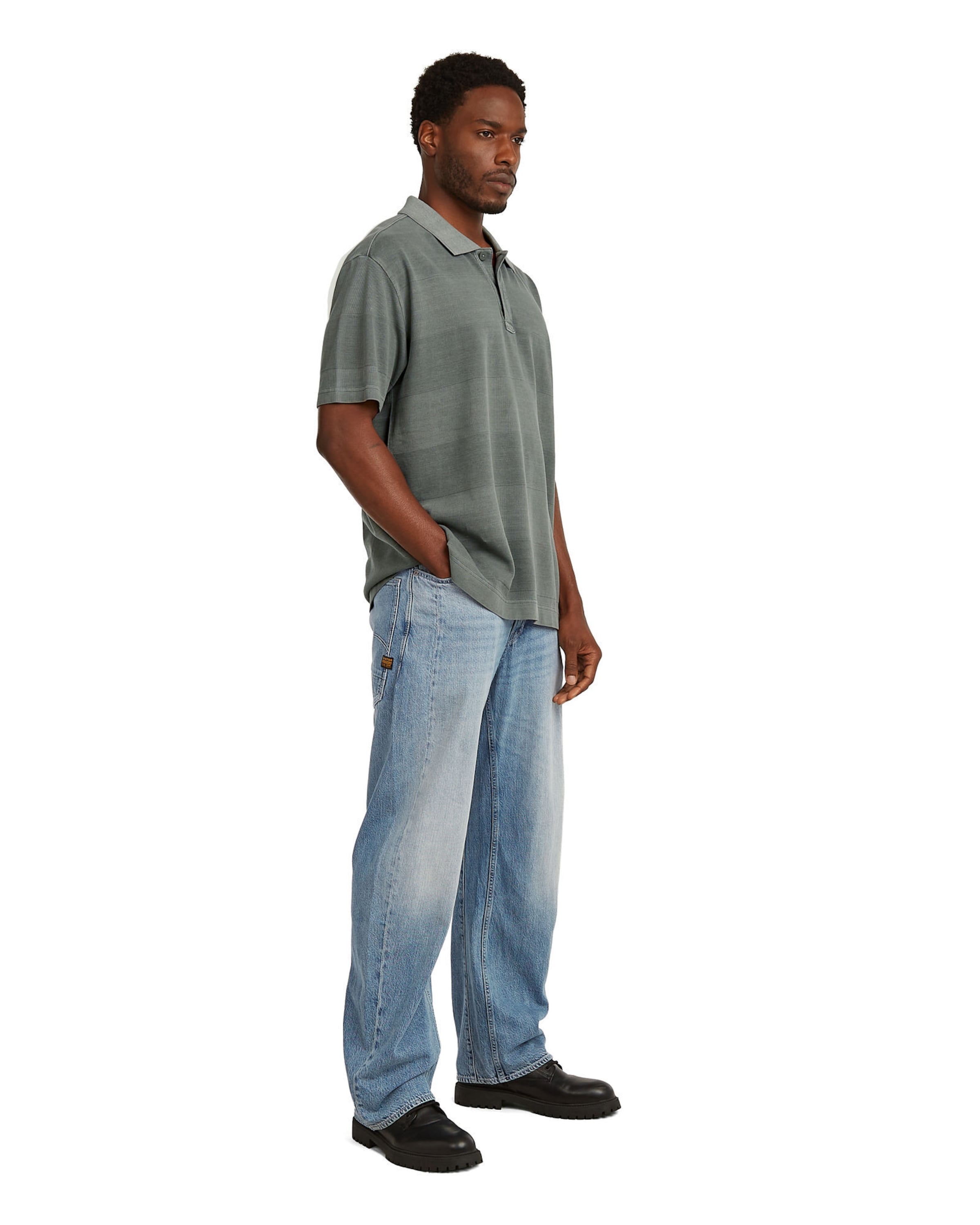 G-STAR Polo - 'Washed Jacquard Relaxed Polo' in Grün