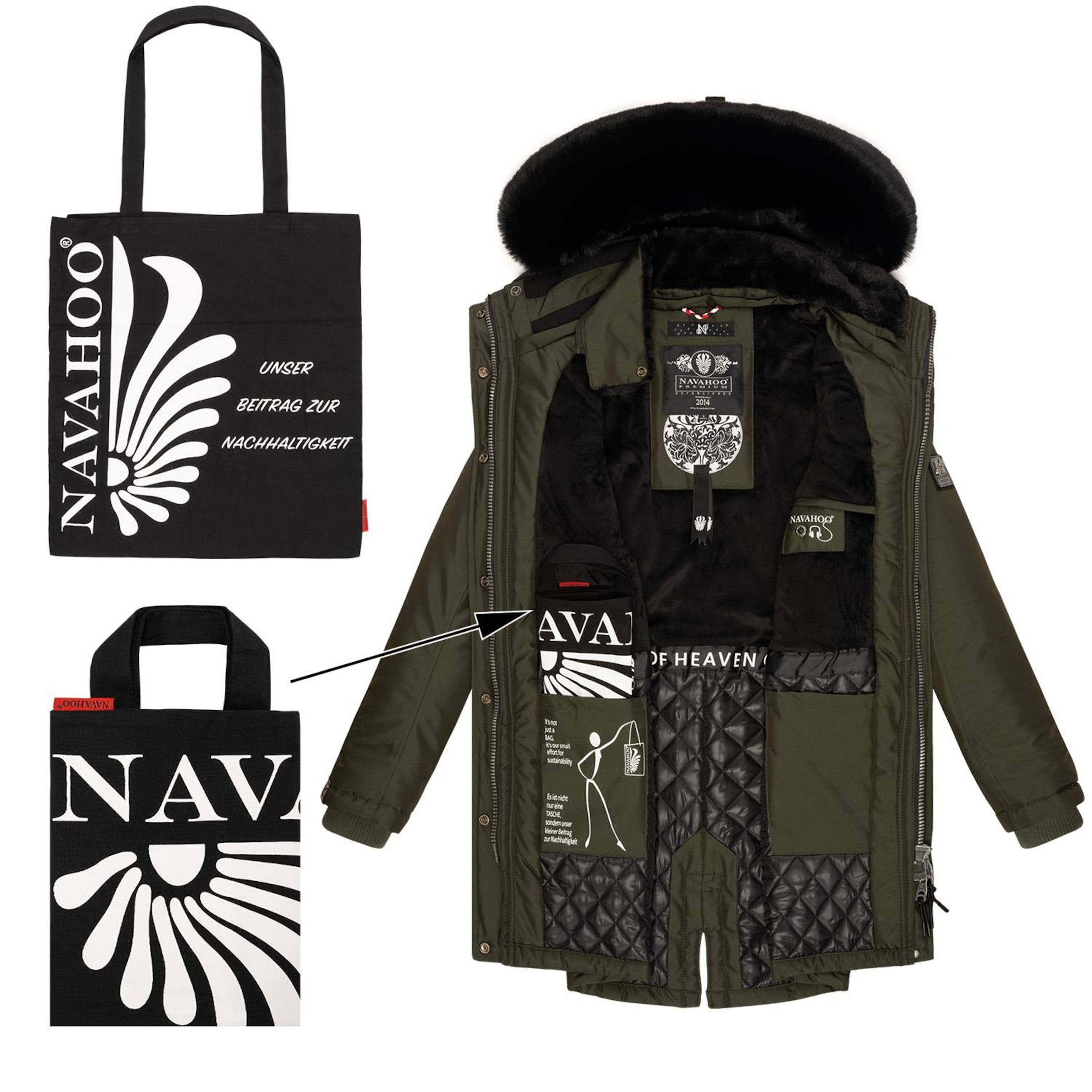 NAVAHOO Performance Jacket 'Tiniis' in Green