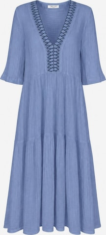 Haris Cotton Mekko 'Maxi Dress in Textured Cotton with Laced Trim V Neck' värissä sininen: etupuoli