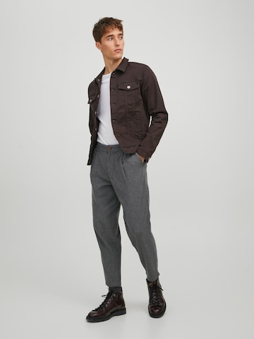 JACK & JONES Regular Pleat-Front Pants 'Ollie Milo' in Grey