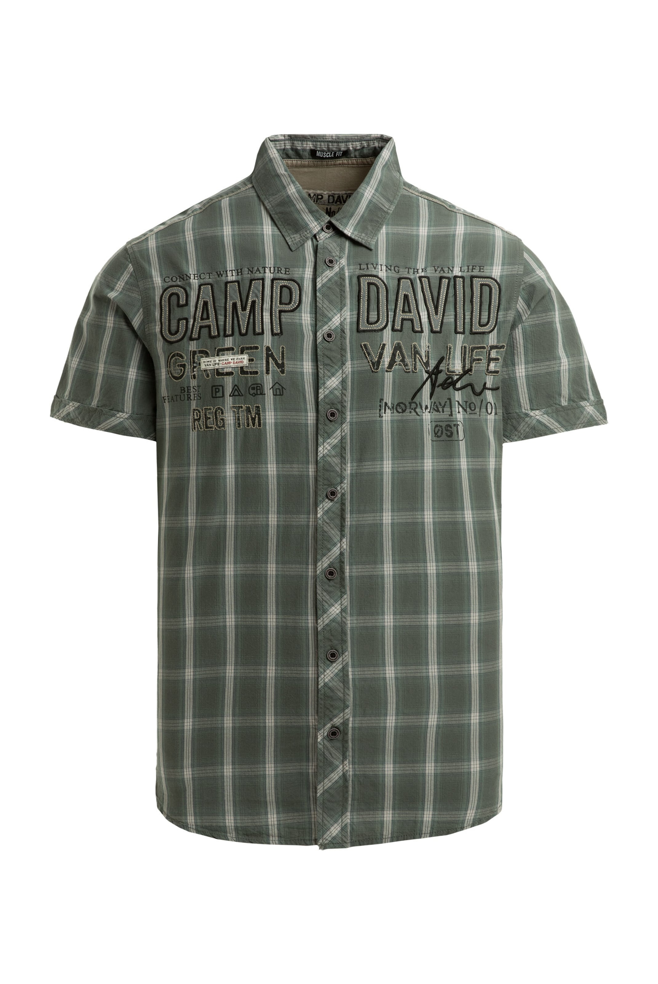 CAMP DAVID Regular fit Button Up Shirt in Green: front