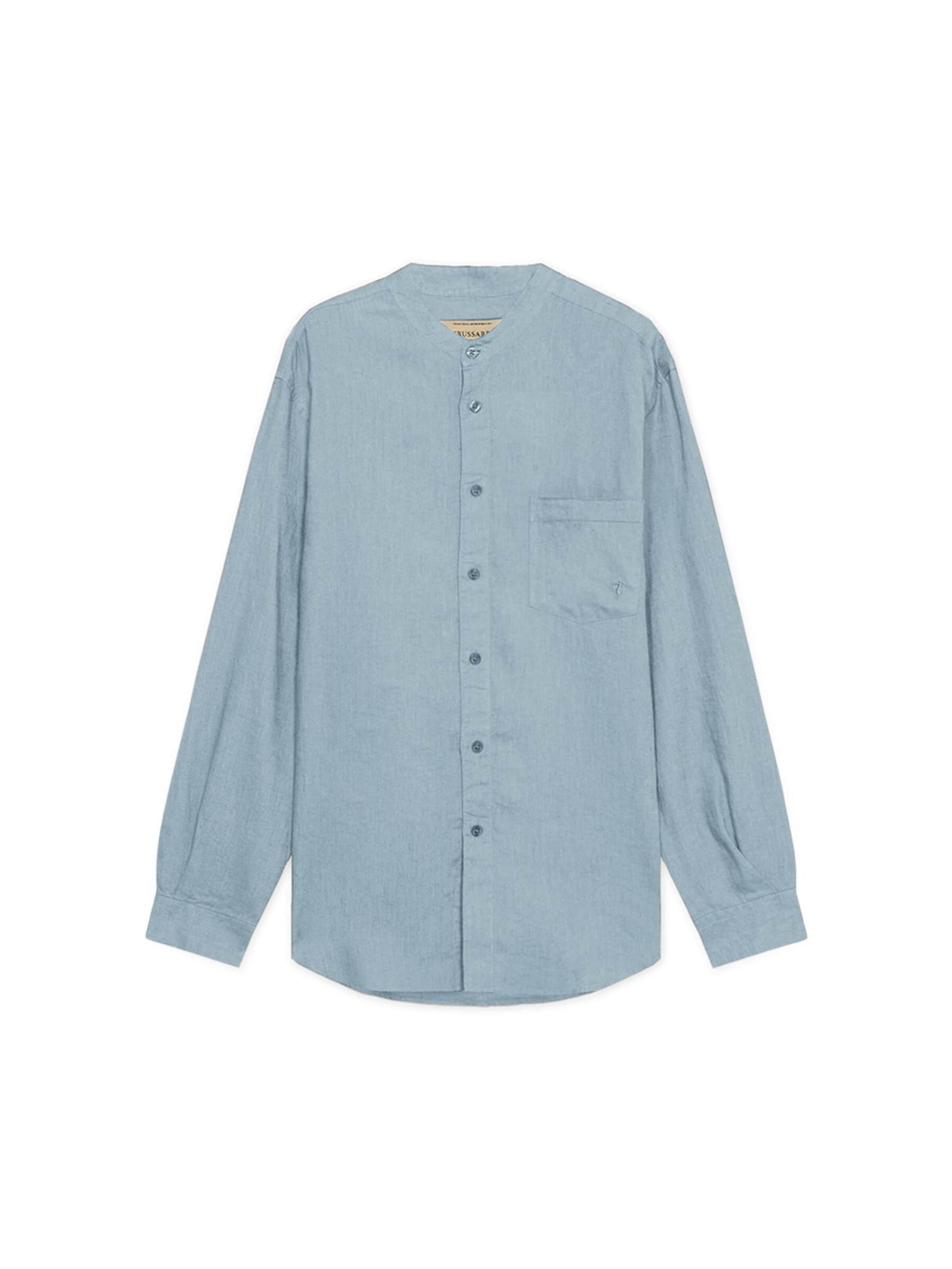 Trussardi Button Up Shirt in Blue: front