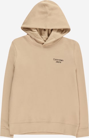 Sweat Calvin Klein Jeans en beige : devant