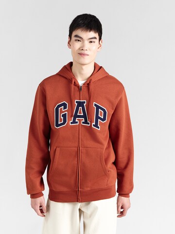 GAP Кофта на молнии 'HERITAGE' в Коричневый: спереди