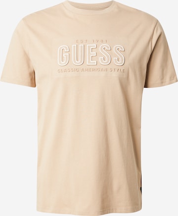 T-Shirt GUESS en beige : devant