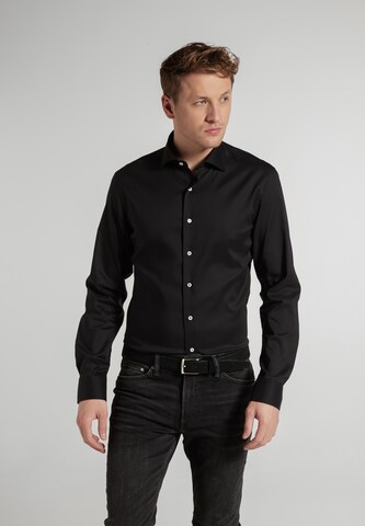 ETERNA Slim fit Overhemd in Zwart: voorkant