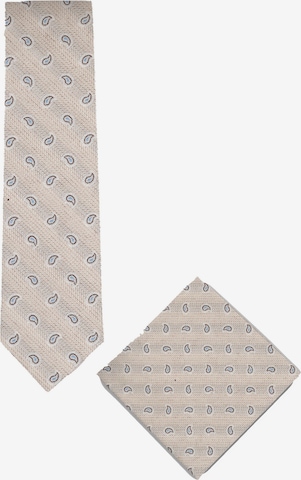 Real Guys Set Krawatte mit Einstecktuch in Beige: Vorderseite