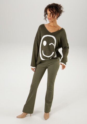 Aniston CASUAL Bootcut Leggings in Grün