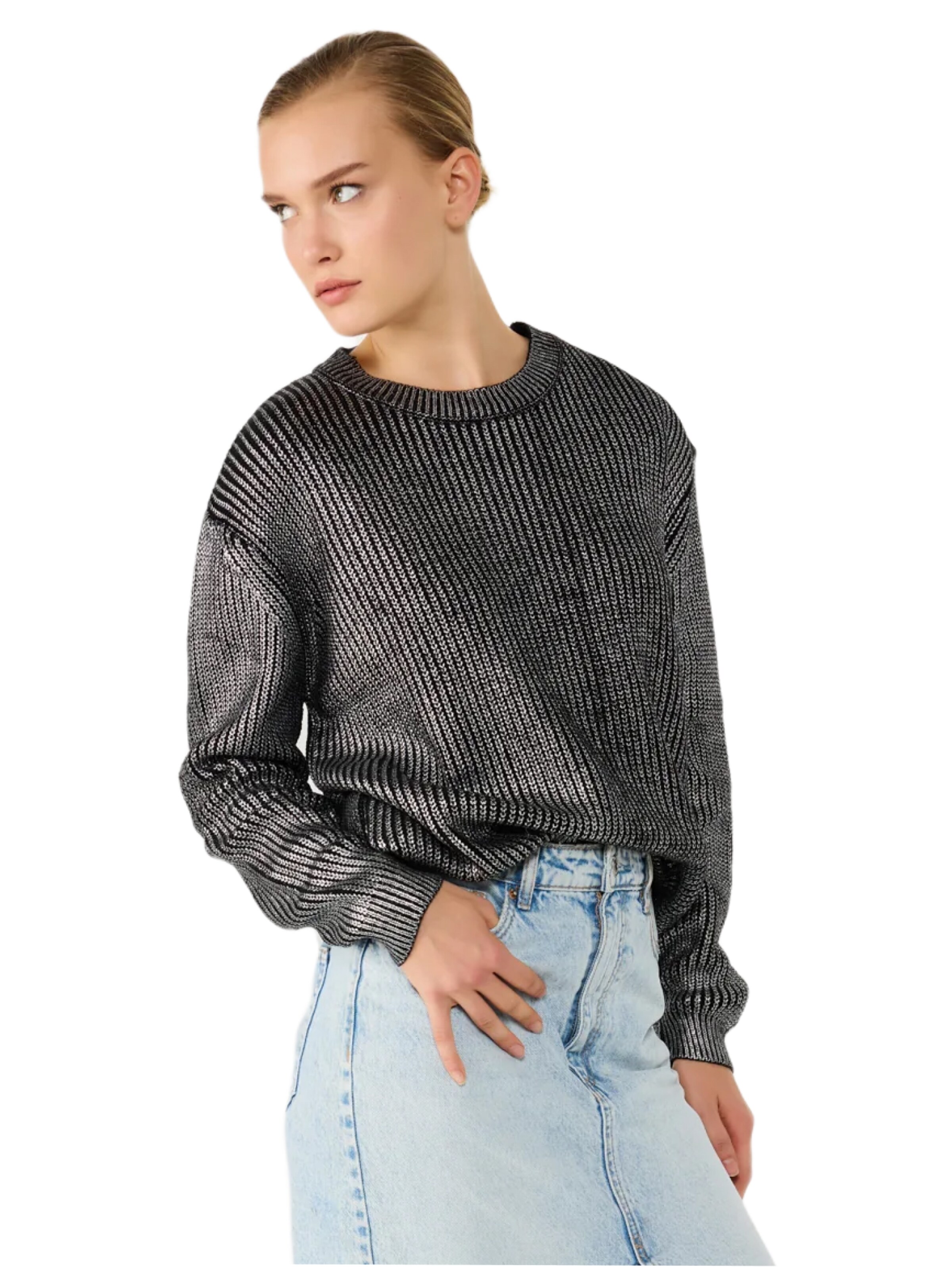 No Matter What Sweater in Silver: front