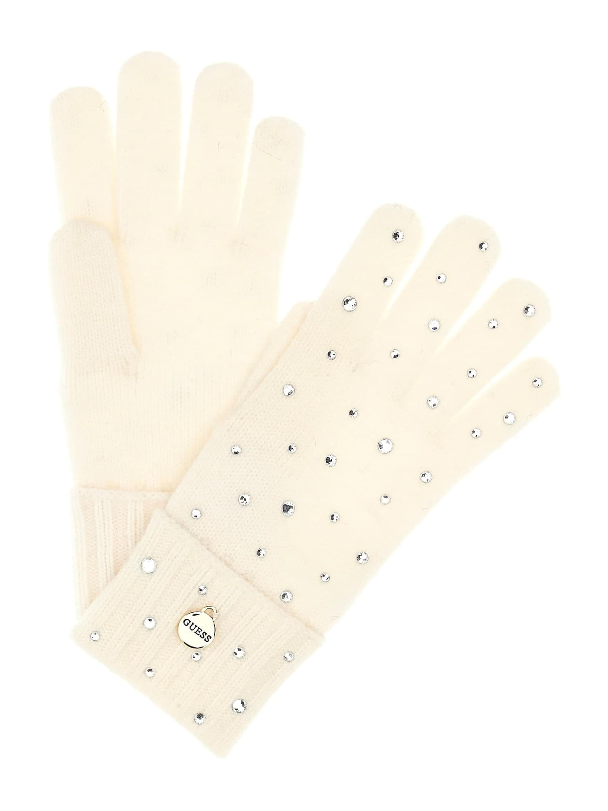 GUESS Fingerhandschuhe in S in creme / hellbeige / silber, Produktansicht