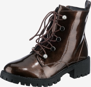 Lynfield Lace-Up Ankle Boots in Brown: front