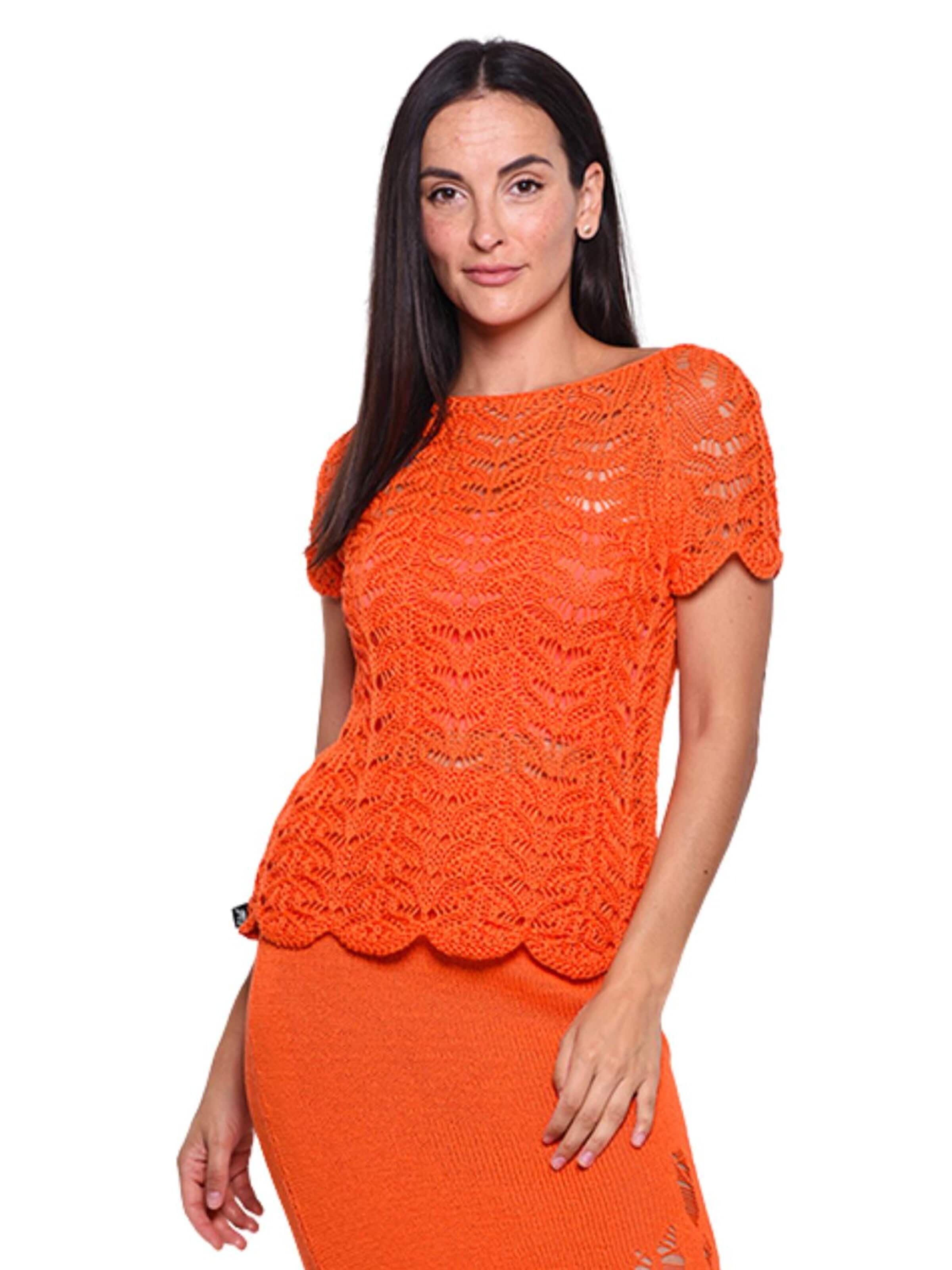 Süel knitwear - Top de punto 'Twin Lace' en naranja