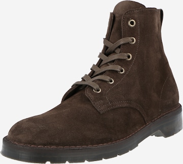 Solovair Lace-Up Boots 'Derby Boot Suede' in Brown: front