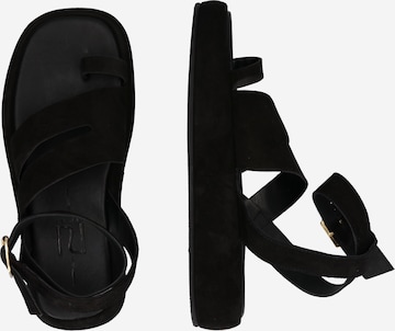 River Island T-Bar Sandals in Black