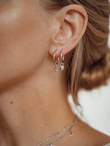 Hey Happiness Earrings 'Moon and Planet' in Silver: front