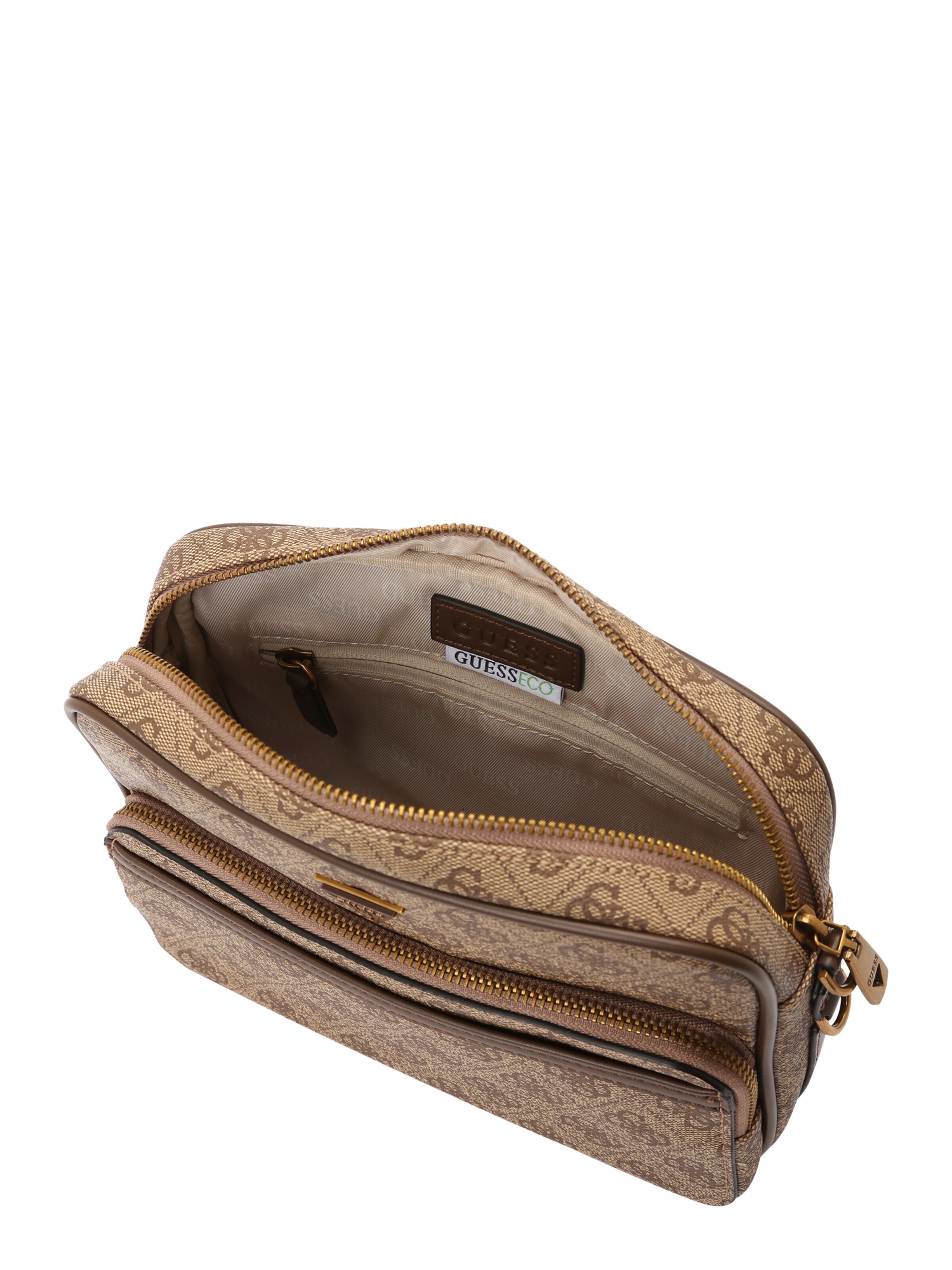 GUESS Axelremsväska 'MILANO CROSSBODY DOUBLE ZIP' i beige