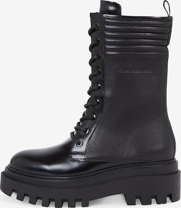 Calvin Klein Lace-Up Ankle Boots in Black: front
